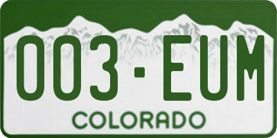 CO license plate 003EUM