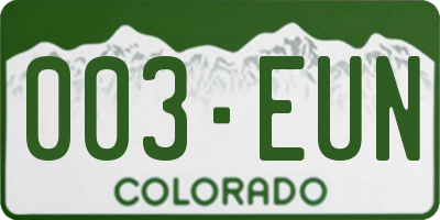 CO license plate 003EUN