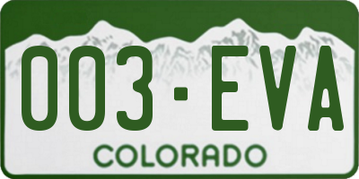 CO license plate 003EVA