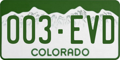 CO license plate 003EVD