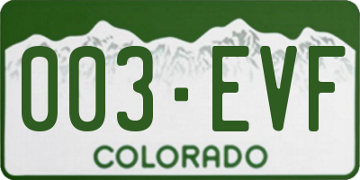 CO license plate 003EVF