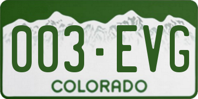 CO license plate 003EVG