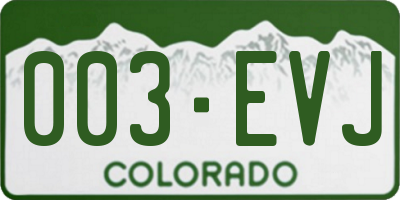 CO license plate 003EVJ