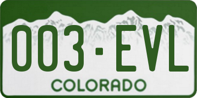 CO license plate 003EVL