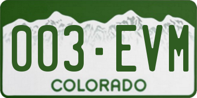 CO license plate 003EVM