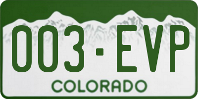 CO license plate 003EVP
