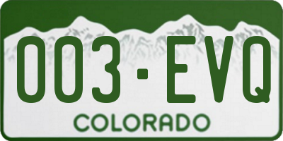 CO license plate 003EVQ