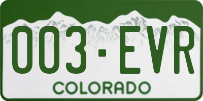 CO license plate 003EVR