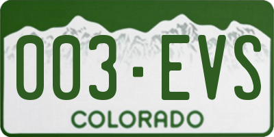 CO license plate 003EVS