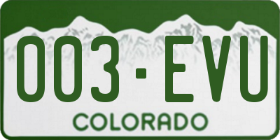 CO license plate 003EVU
