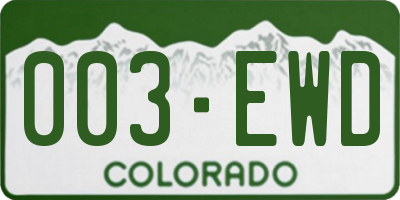 CO license plate 003EWD