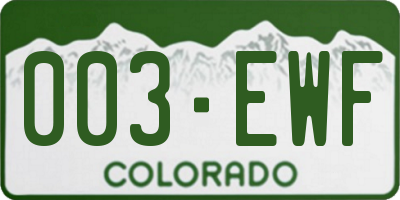 CO license plate 003EWF