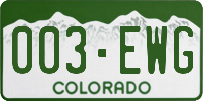 CO license plate 003EWG