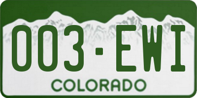 CO license plate 003EWI