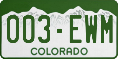 CO license plate 003EWM