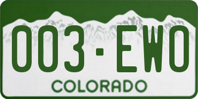 CO license plate 003EWO