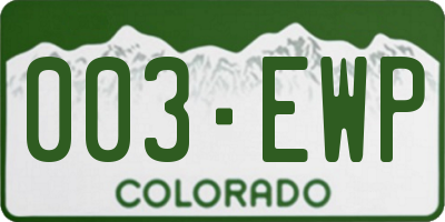 CO license plate 003EWP