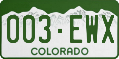 CO license plate 003EWX