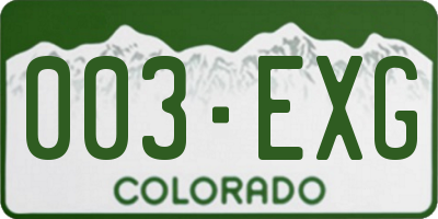 CO license plate 003EXG