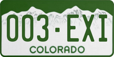 CO license plate 003EXI