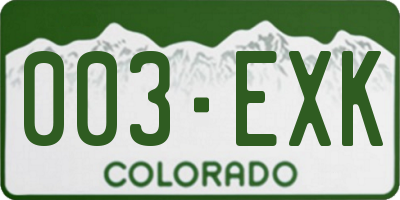 CO license plate 003EXK