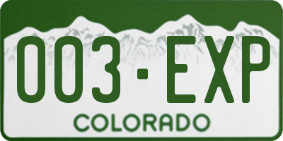 CO license plate 003EXP