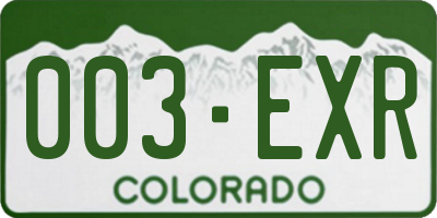 CO license plate 003EXR