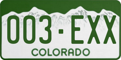 CO license plate 003EXX