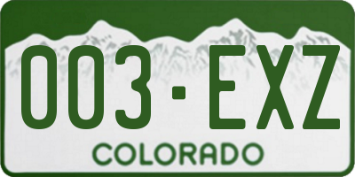 CO license plate 003EXZ