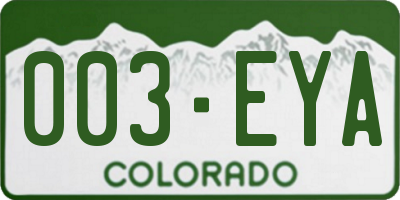 CO license plate 003EYA