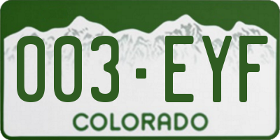 CO license plate 003EYF
