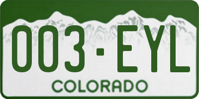 CO license plate 003EYL