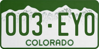 CO license plate 003EYO