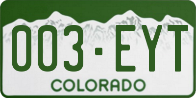 CO license plate 003EYT
