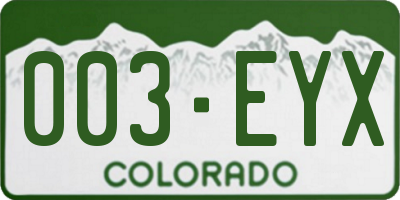 CO license plate 003EYX