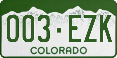 CO license plate 003EZK