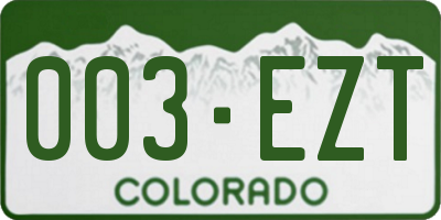 CO license plate 003EZT