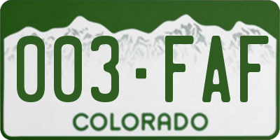 CO license plate 003FAF