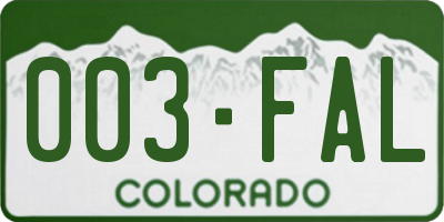 CO license plate 003FAL