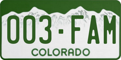 CO license plate 003FAM