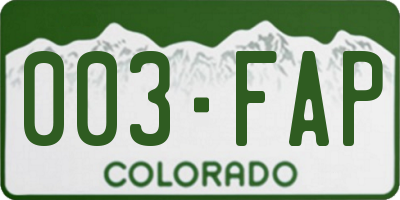 CO license plate 003FAP