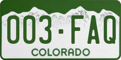 CO license plate 003FAQ