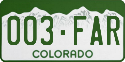 CO license plate 003FAR