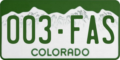 CO license plate 003FAS