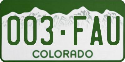 CO license plate 003FAU