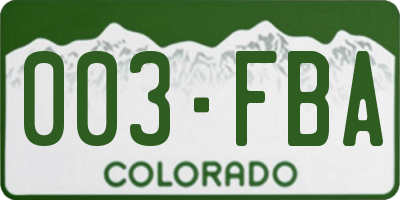 CO license plate 003FBA