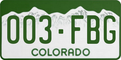 CO license plate 003FBG