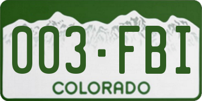 CO license plate 003FBI