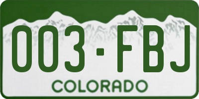 CO license plate 003FBJ