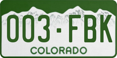 CO license plate 003FBK